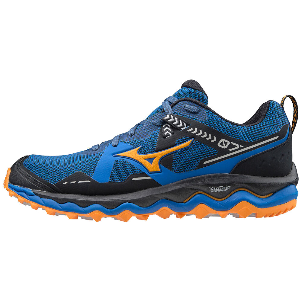 Mens Mizuno Wave Mujin 7 Trail Running Shoes Blue/Orange Philippines (JSEXID562)